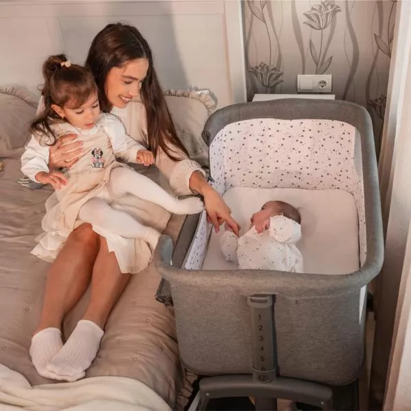 Patut Co Sleeper copii, Layla 2 in 1, cu latura pliabila, reglabil pe inaltime, sistem anti-reflux, Black 8