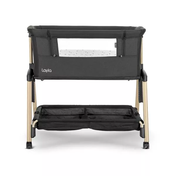 Patut Co Sleeper copii, Layla 2 in 1, cu latura pliabila, reglabil pe inaltime, sistem anti-reflux, Black 6