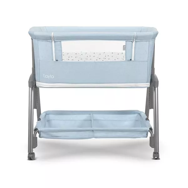 Patut Co Sleeper copii, Layla 2 in 1, cu latura pliabila, reglabil pe inaltime, sistem anti-reflux, Blue 6