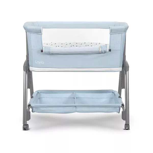 Patut Co Sleeper copii, Layla 2 in 1, cu latura pliabila, reglabil pe inaltime, sistem anti-reflux, Blue 7