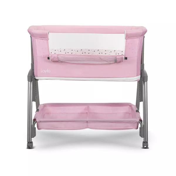 Patut Co Sleeper copii, Layla 2 in 1, cu latura pliabila, reglabil pe inaltime, sistem anti-reflux, Pink 7