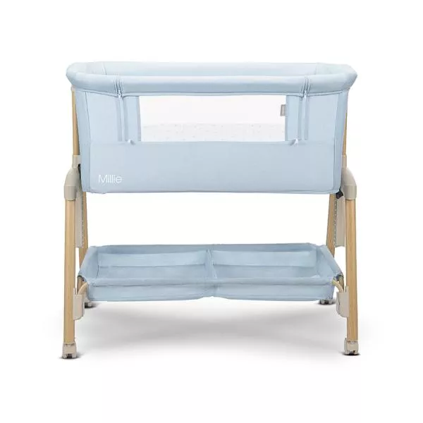 Patut Co Sleeper, Millie, 0 Luni+, max. 9 kg, inaltime reglabila 7 pozitii, sistem antireflux, plasa de tantari, saltea inclusa, Blue 4