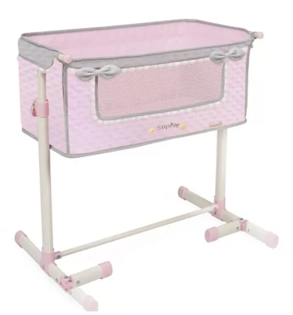 Patut co-sleeper pentru papusi, reglabil pe inaltime, colectia Sophie, Roz 1