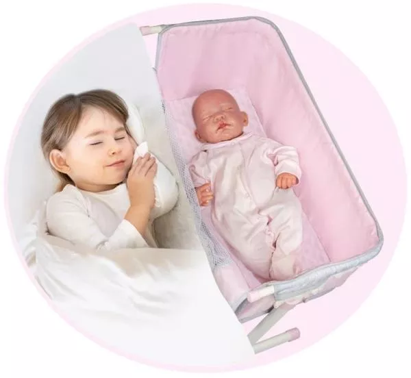 Patut co-sleeper pentru papusi, reglabil pe inaltime, colectia Sophie, Roz 4