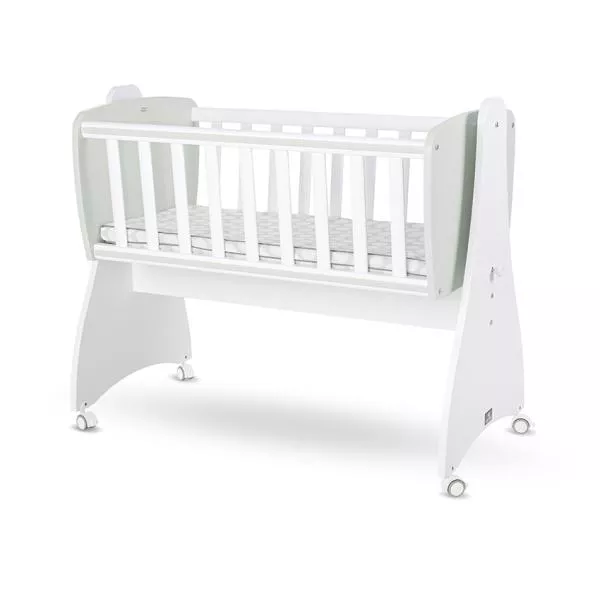 Patut leagan balansoar, First Dreams, 105 x 55 x 83 cm, transformabil, White Milky Green 1