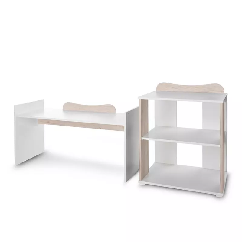 Patut modular multifunctional, 5 confirgurari diferite, 190 x 72 cm, Multi, White & Light Oak 15