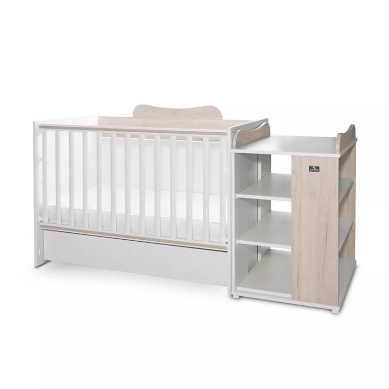 Patut modular multifunctional, 5 confirgurari diferite, 190 x 72 cm, Multi, White & Light Oak 1