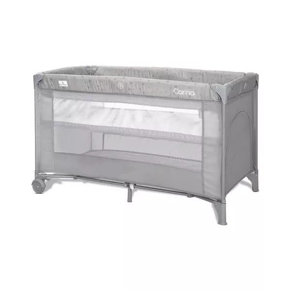 Patut pliabil, Carina, 2 nivele, deschidere laterala cu fermoar, prevazut cu roti cu frana, Grey Stars 1