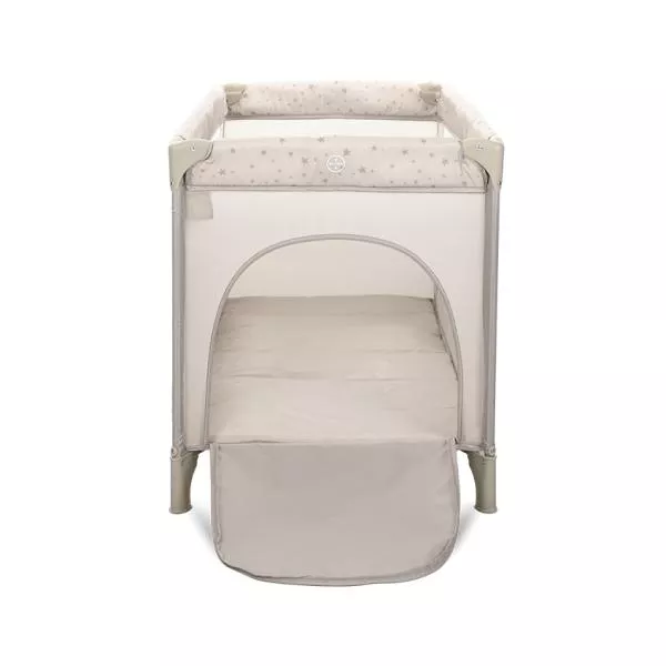 Patut pliabil, Carina, 2 nivele, deschidere laterala cu fermoar, prevazut cu roti cu frana, Beige Stars 5