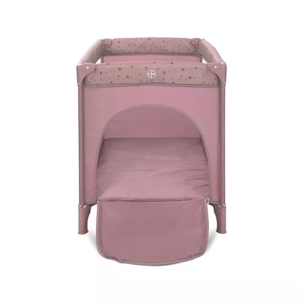 Patut pliabil, Carina, 2 nivele, deschidere laterala cu fermoar, prevazut cu roti cu frana, Pink Stars 5