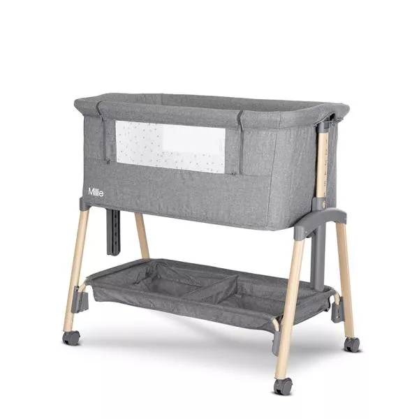 Patut pliabil, Millie, 0 Luni+, max. 9 kg, inaltime reglabila 7 pozitii, sistem antireflux, plasa de tantari, saltea inclusa, Grey 1