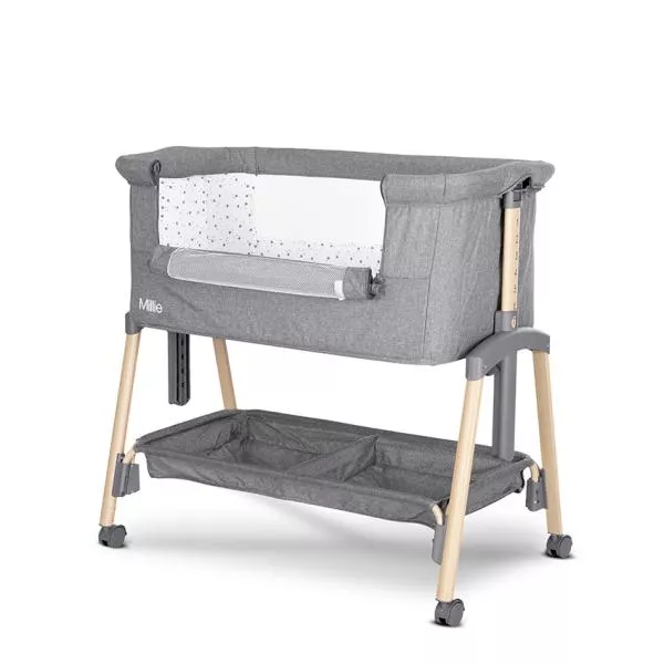 Patut pliabil, Millie, 0 Luni+, max. 9 kg, inaltime reglabila 7 pozitii, sistem antireflux, plasa de tantari, saltea inclusa, Grey 2