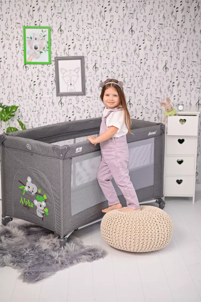 Patut pliabil Noemi, 2 nivele, Cool Grey Star 6