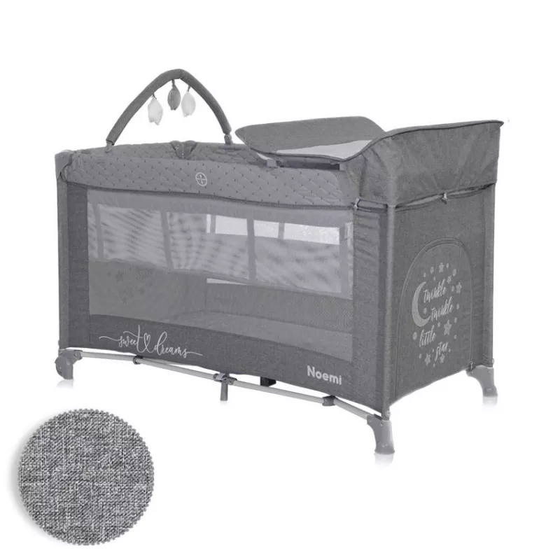 Patut pliabil Noemi Plus, 2 nivele cu accesorii, Cool Grey Star 1