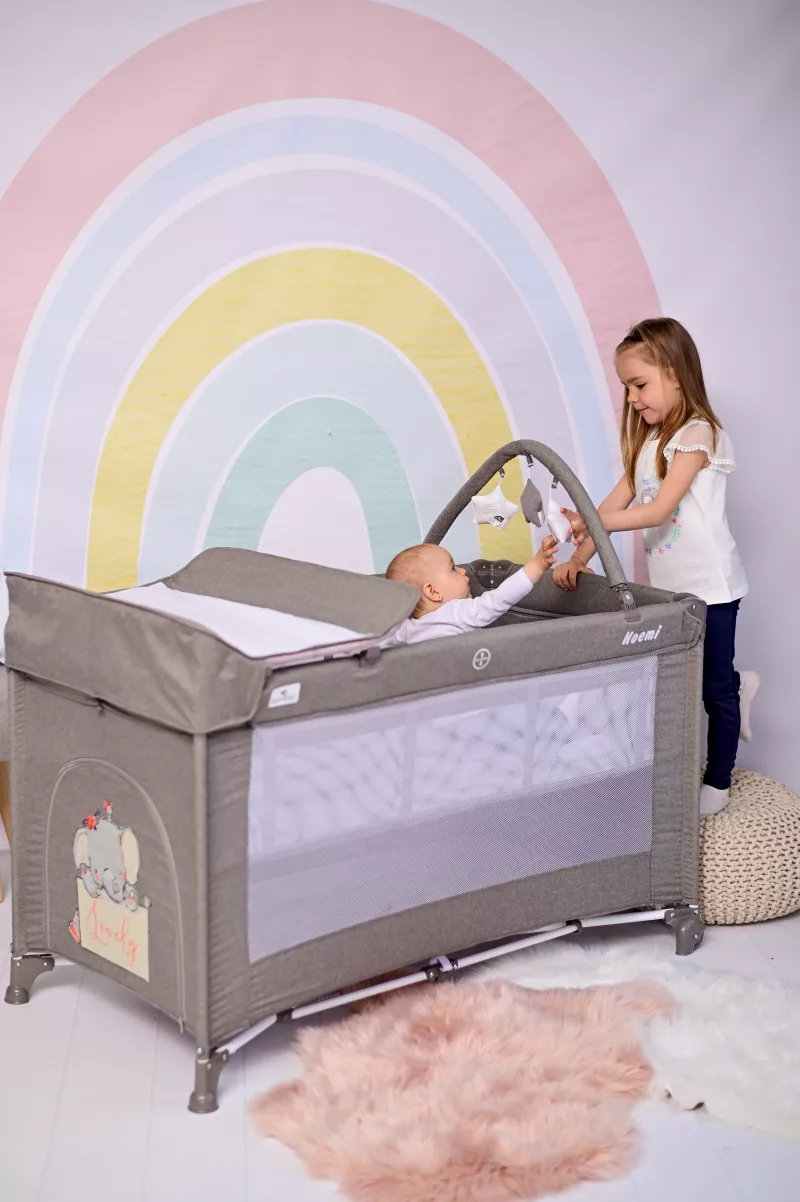 Patut pliabil Noemi Plus, 2 nivele cu accesorii, Cool Grey Star 4