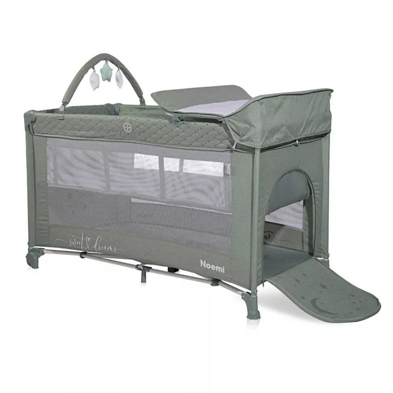 Patut pliabil Noemi Plus, 2 nivele cu accesorii, Iceberg Green Star 3
