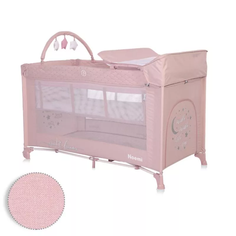 Patut pliabil Noemi Plus, 2 nivele cu accesorii, Mellow Rose Star 1