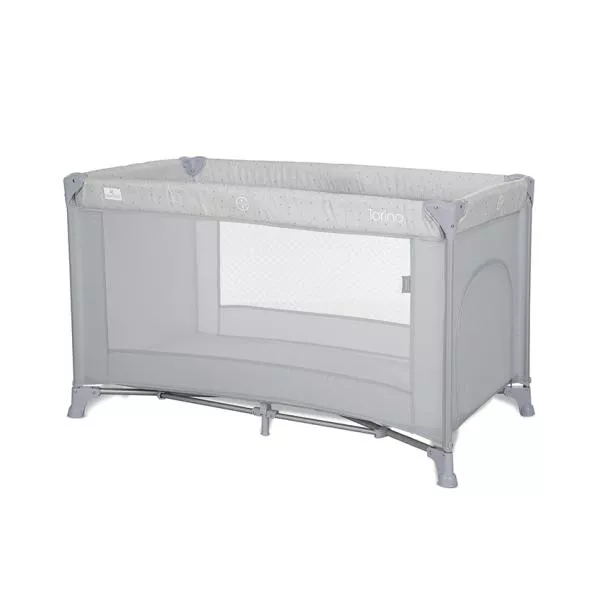 Patut pliabil pentru copii, Torino, 1 nivel, cu saltea inclusa si usa laterala cu fermoar, Grey 1