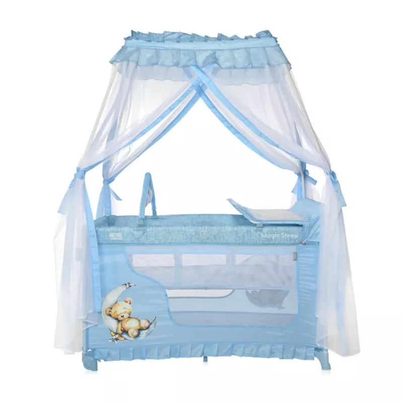 Patut pliabil stil baldachin Magic Sleep, cu accesorii, Blue Moon Sleeping Bear 4