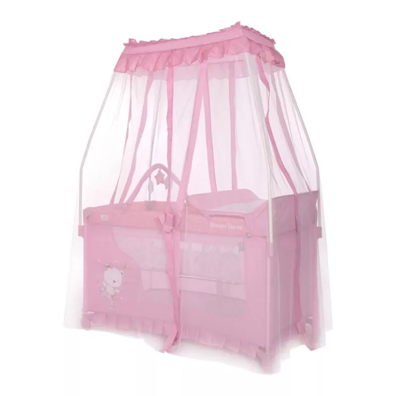 Patut pliabil stil baldachin Magic Sleep, cu accesorii, Mellow Rose Ballerina Bear 2