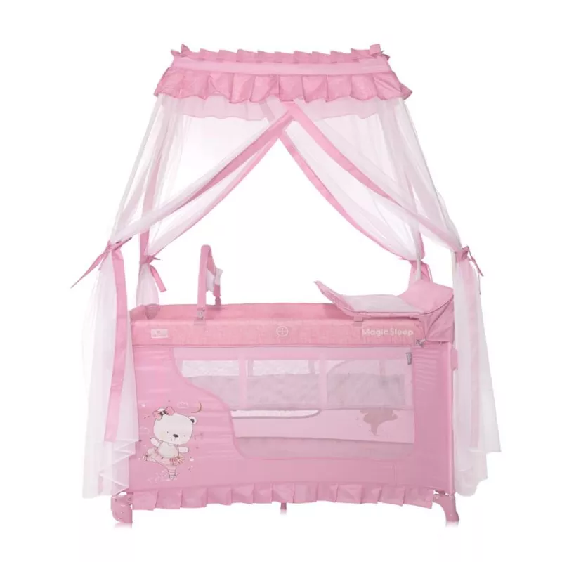 Patut pliabil stil baldachin Magic Sleep, cu accesorii, Mellow Rose Ballerina Bear 4
