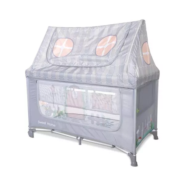 Patut pliabil, Sweet Home, 2 nivele, capotina detasabila, Grey 1