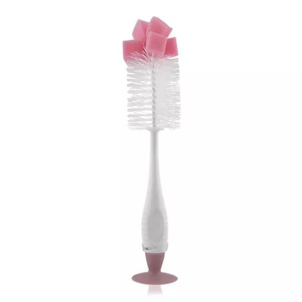 Perie de curatat biberoane, tetine si cani cu ventuza pentru fixare, Blush Pink 2