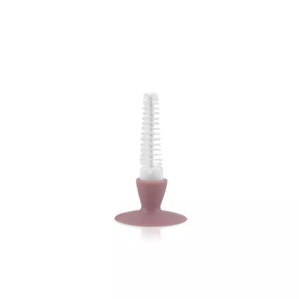 Perie de curatat biberoane, tetine si cani cu ventuza pentru fixare, Blush Pink 3