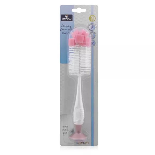 Perie de curatat biberoane, tetine si cani cu ventuza pentru fixare, Blush Pink 4