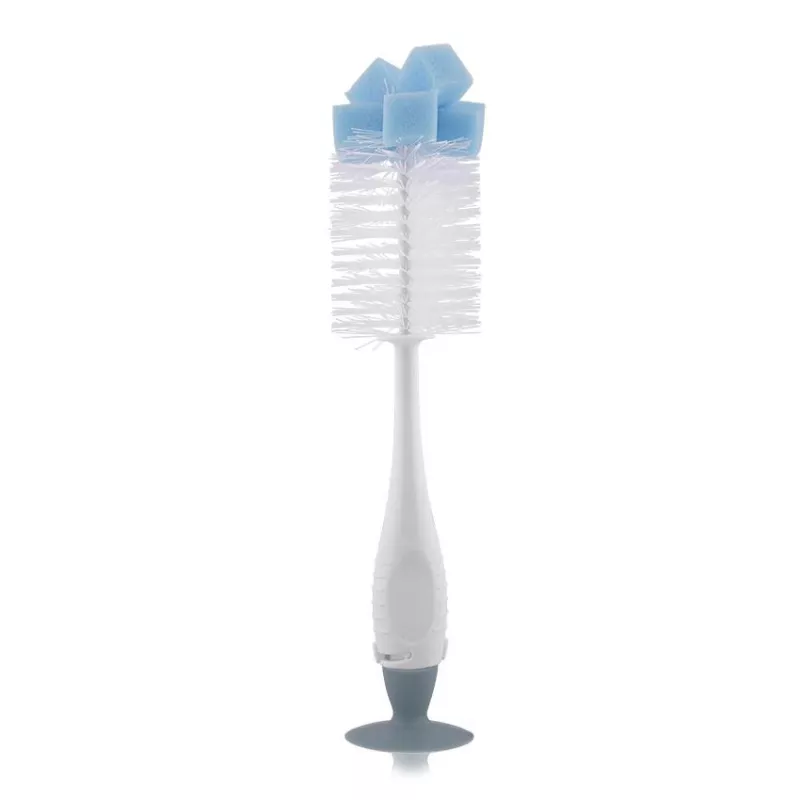 Perie de curatat biberoane, tetine si cani, cu ventuza pentru fixare, Light Blue 2