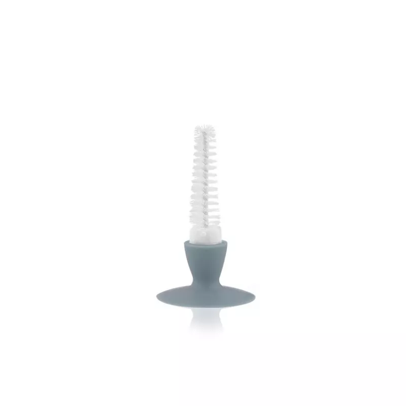 Perie de curatat biberoane, tetine si cani, cu ventuza pentru fixare, Light Blue 3