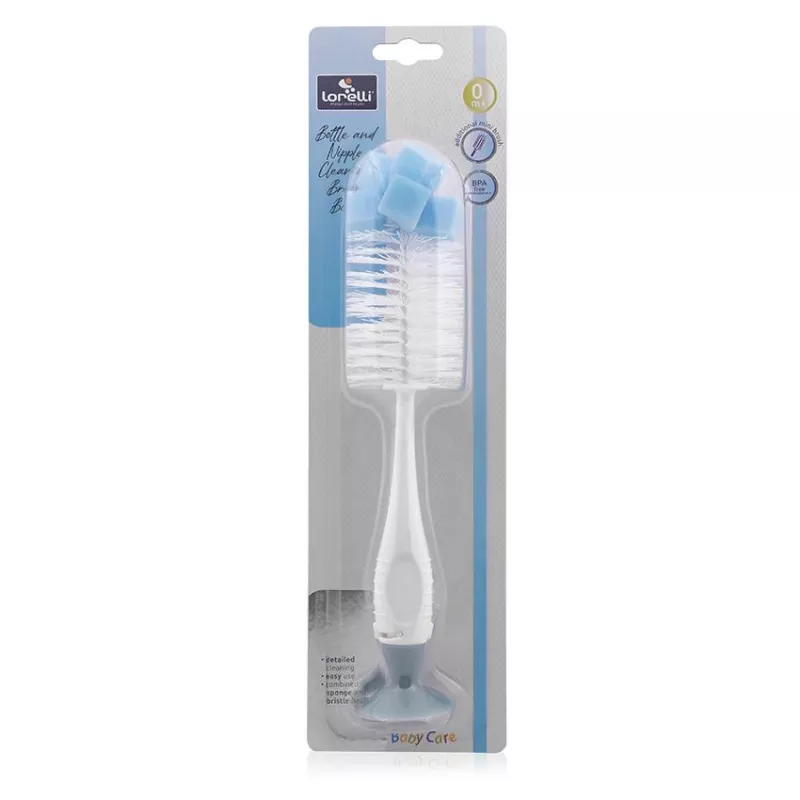 Perie de curatat biberoane, tetine si cani, cu ventuza pentru fixare, Light Blue 4