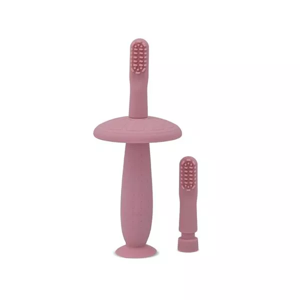 Periuta de dinti din silicon pentru bebelusi, 6 luni+, Blush Pink 1