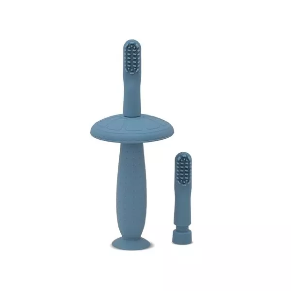 Periuta de dinti din silicon pentru bebelusi, 6 luni+, Moonlight Blue 1