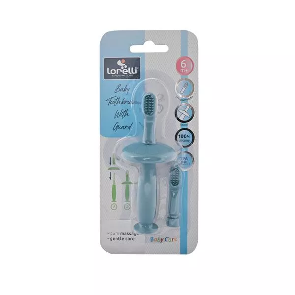 Periuta de dinti din silicon pentru bebelusi, 6 luni+, Moonlight Blue 2