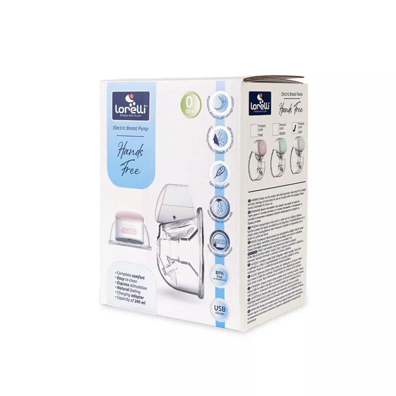 Pompa de san electrica, portabila, design ergonomic, Hands Free, cu modul masaj, Grey 2