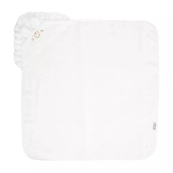 Prosop de baie cu gluga si broderie, 90 x 90 cm, 0 luni+, bumbac, White 2