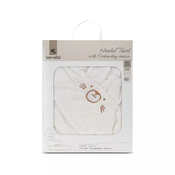 Prosop de baie cu gluga si broderie, 90 x 90 cm, 0 luni+, bumbac, White 1