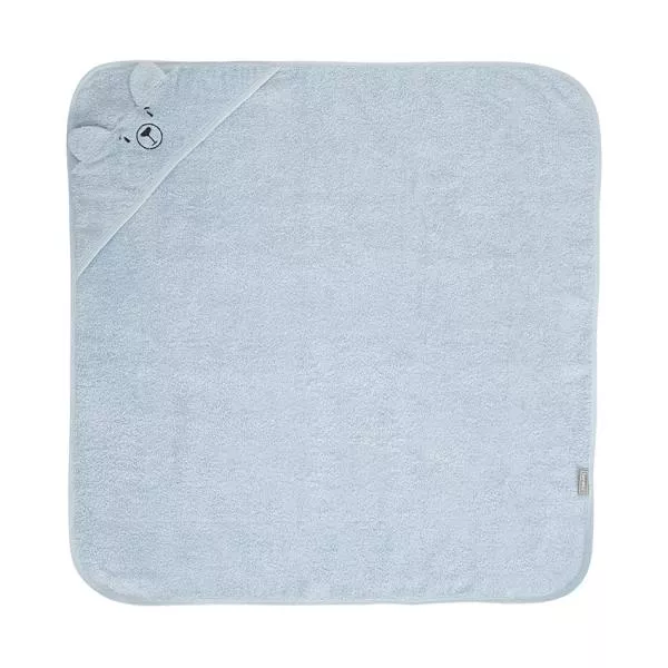 Prosop de baie cu gluga si broderie, 90 x 90 cm, 0 luni+, bumbac, Soft Blue 2