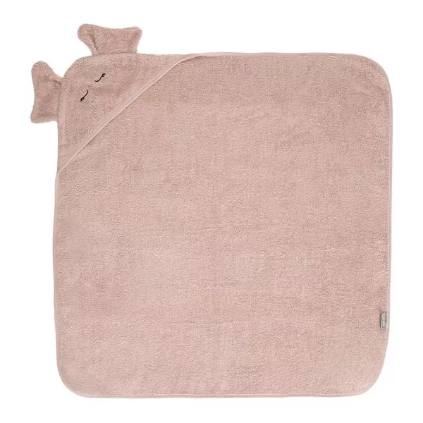 Prosop de baie cu gluga si broderie, 90 x 90 cm, 0 luni+, bumbac, Smoke Rose 2