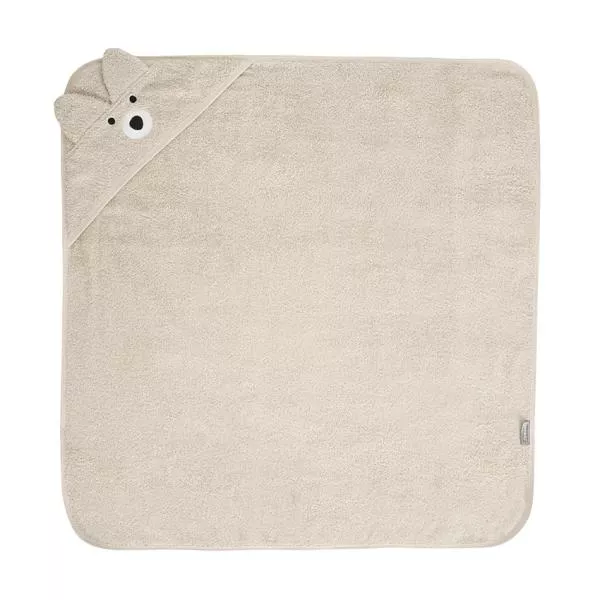 Prosop de baie cu gluga si broderie, 90 x 90 cm, 0 luni+, bumbac, Soft Beige 2
