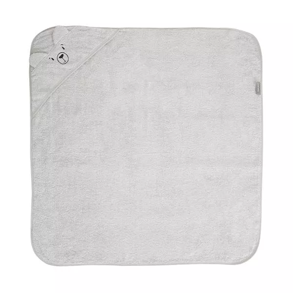 Prosop de baie cu gluga si broderie, 90 x 90 cm, 0 luni+, bumbac, Soft Grey 2