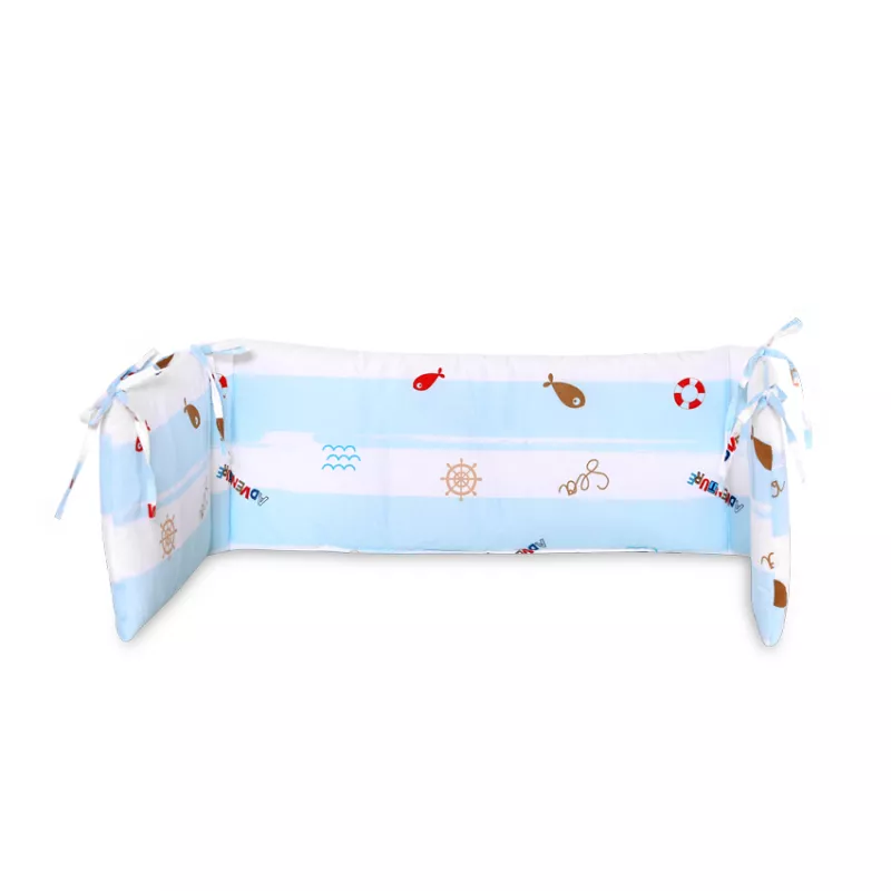 Protectie laterala pat, 140x27 cm, bumbac ranforce, Adventure Blue 2
