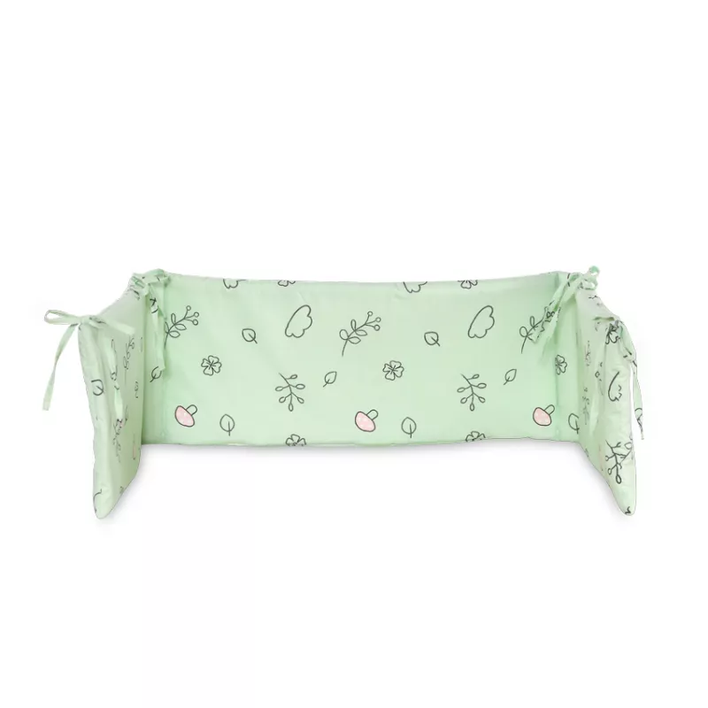 Protectie laterala pat, 140x27 cm, bumbac ranforce, Lamb Green 1