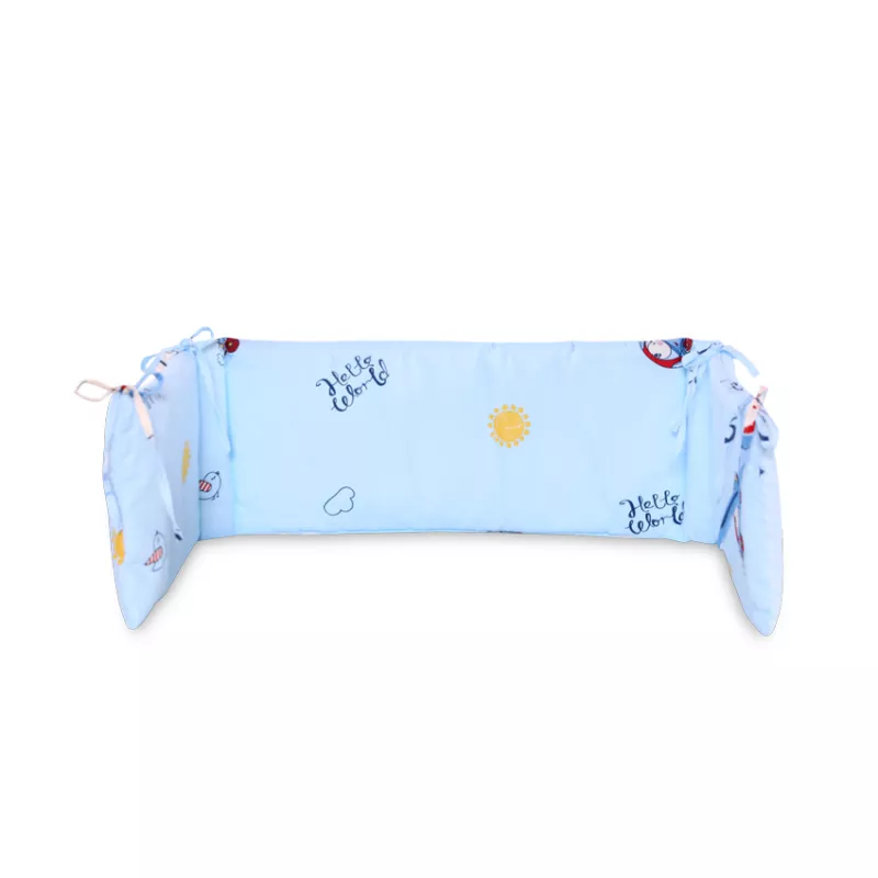 Protectie laterala pat, 140x27 cm, bumbac ranforce, Bear & Car Blue 1
