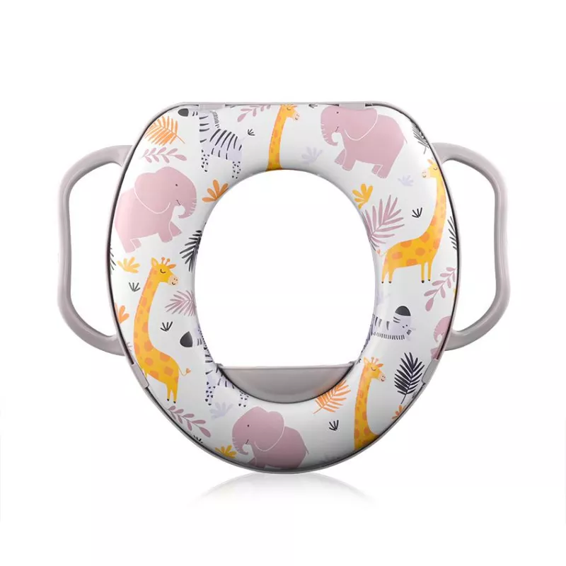 Reductor  moale pentru  toaleta, cu manere, Animals Grey 2
