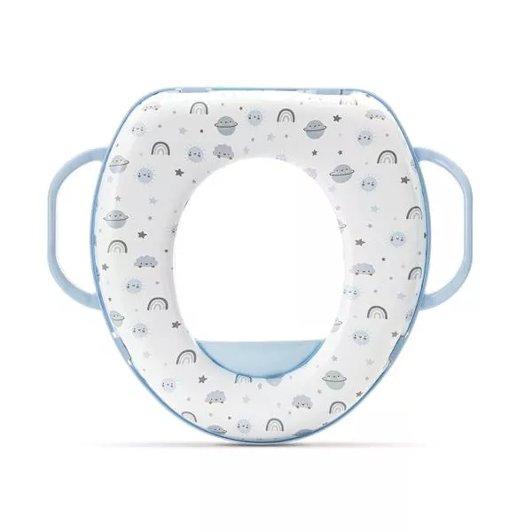 Reductor moale pentru toaleta, cu manere laterale, protectie anti-stropire, Planets Blue 2