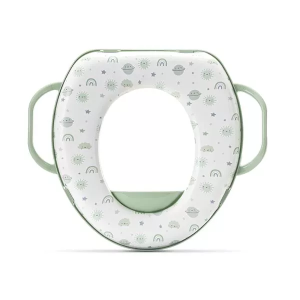 Reductor moale pentru toaleta, cu manere laterale, protectie anti-stropire, Planets Green 2