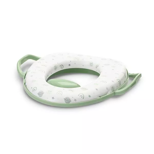 Reductor moale pentru toaleta, cu manere laterale, protectie anti-stropire, Planets Green 1