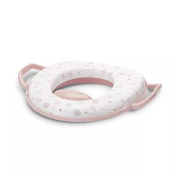 Reductor moale pentru toaleta, cu manere laterale, protectie anti-stropire, Planets Pink 1